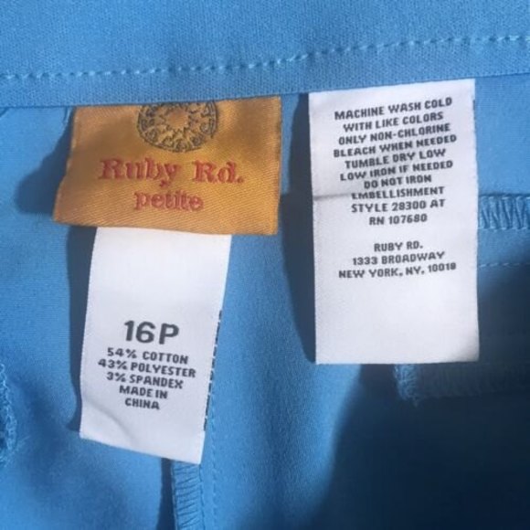 Ruby Rd. Capri Crop  pants women size 16P Teal Waistband Elastic Summer NWT $60 - Picture 11 of 11